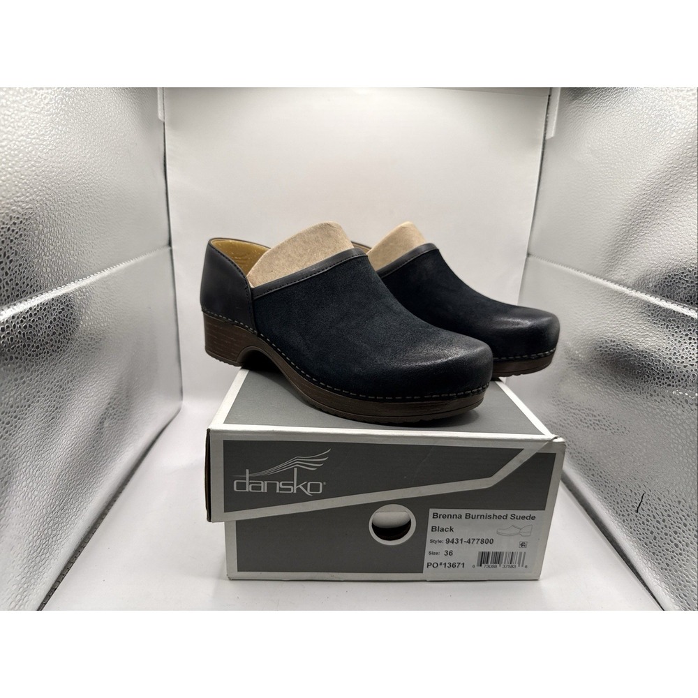 Dansko Brenna Burnished Black Suede Women's Size 36 Us 5.5-6 Clog Shoe